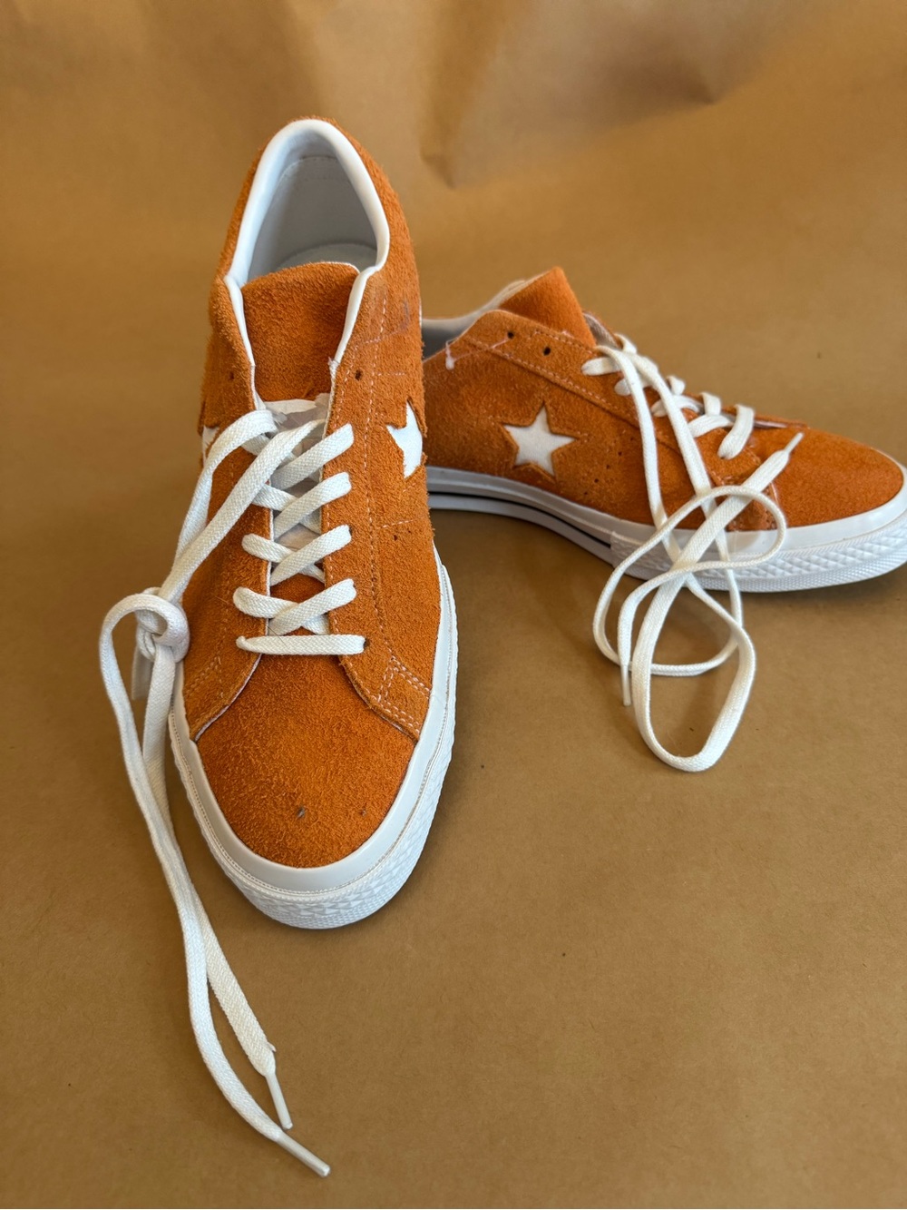 Converse Kids One Star Suede Sneakers - Orange with White Trim